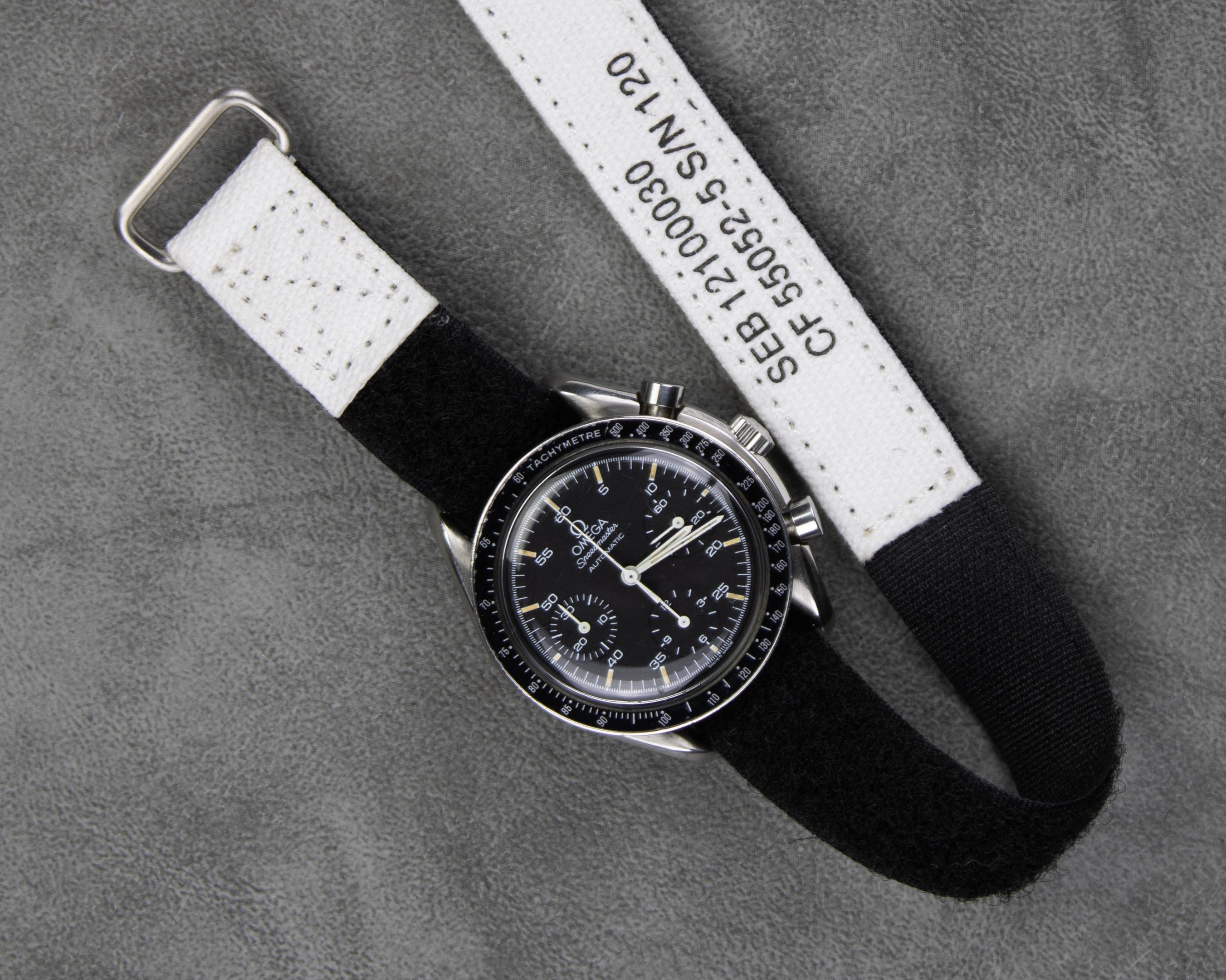 White canvas NASA velcro watch strap
